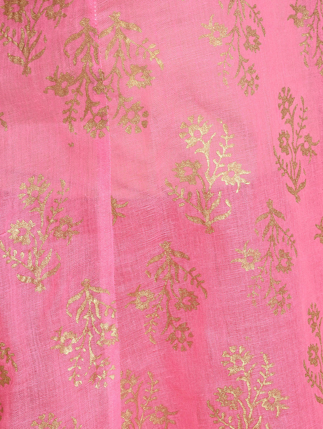 Kaanchie Nanggia Pink Block Printed Flared Kurta With Leggings And Dupatta (Set of 3)