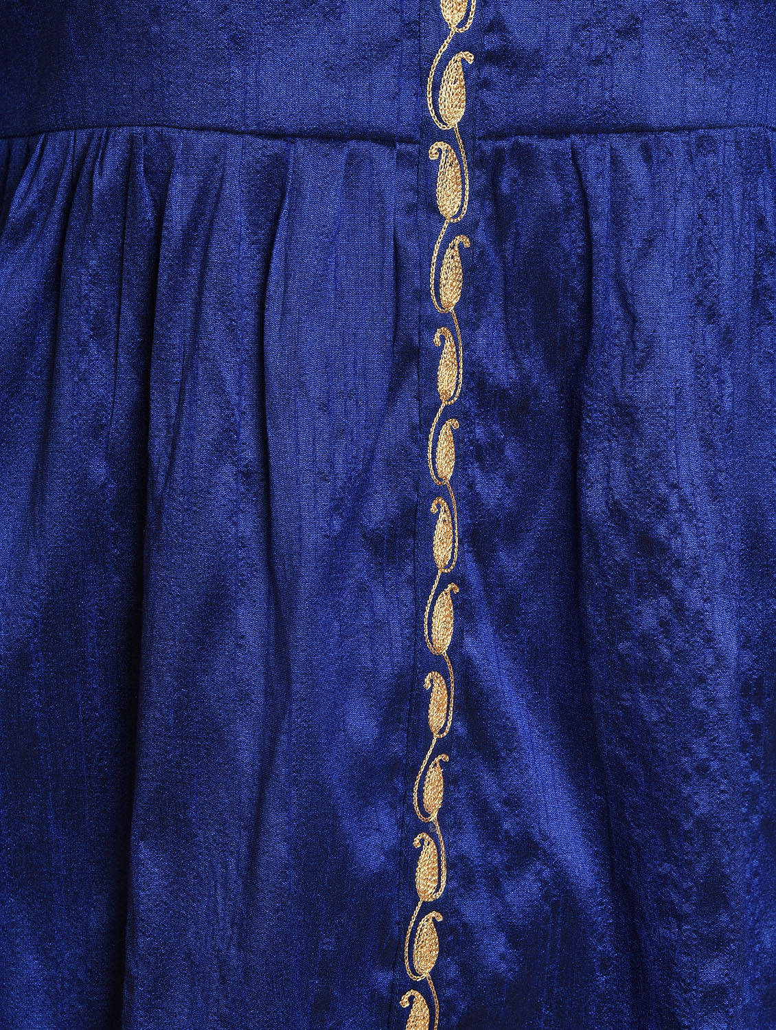 Kaanchie Nanggia Blue Solid Straight Kurta With Pants (Set of 2)