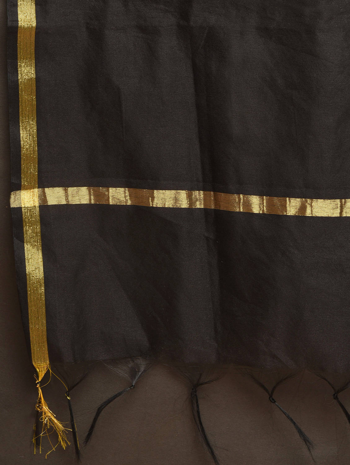 Kaanchie Nanggia Black Solid Kurta And Pant With Dupatta (Set of 3)