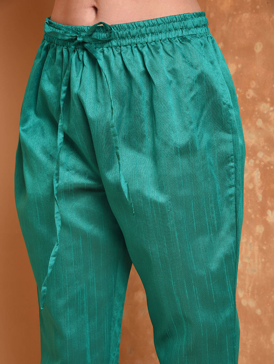 Kaanchie Nanggia Teal Solid Kurta And Pant With Dupatta (Set of 3)