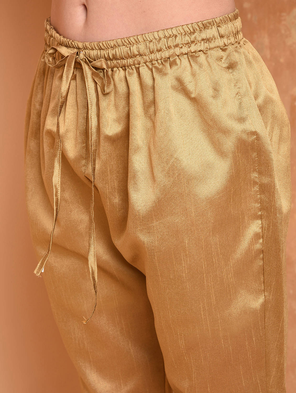 Kaanchie Nanggia Gold Solid Kurta And Pant With Dupatta (Set of 3)