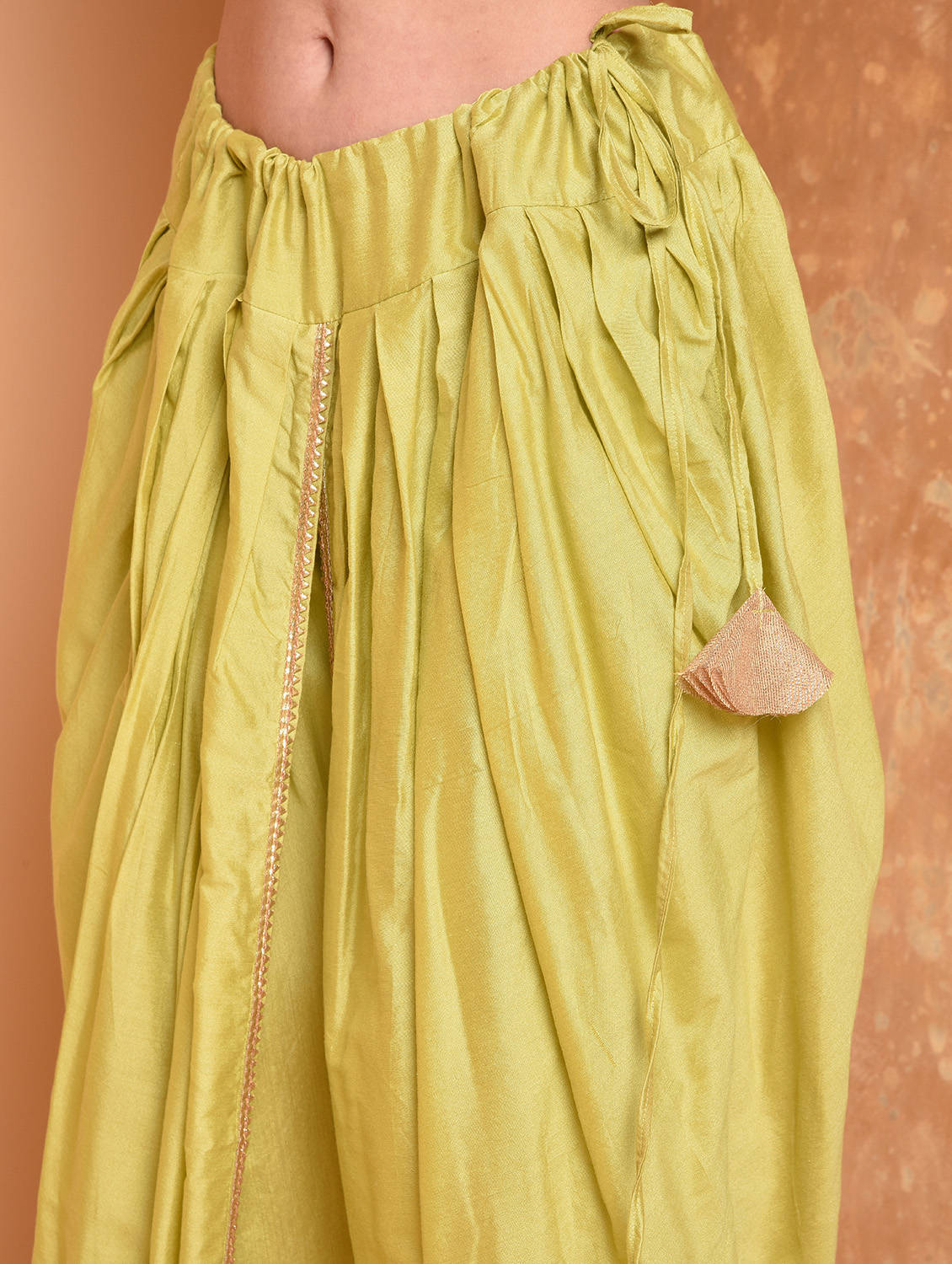 Kaanchie Nanggia Green Embroidered Kurta And Dhoti Pant (Set of 2)