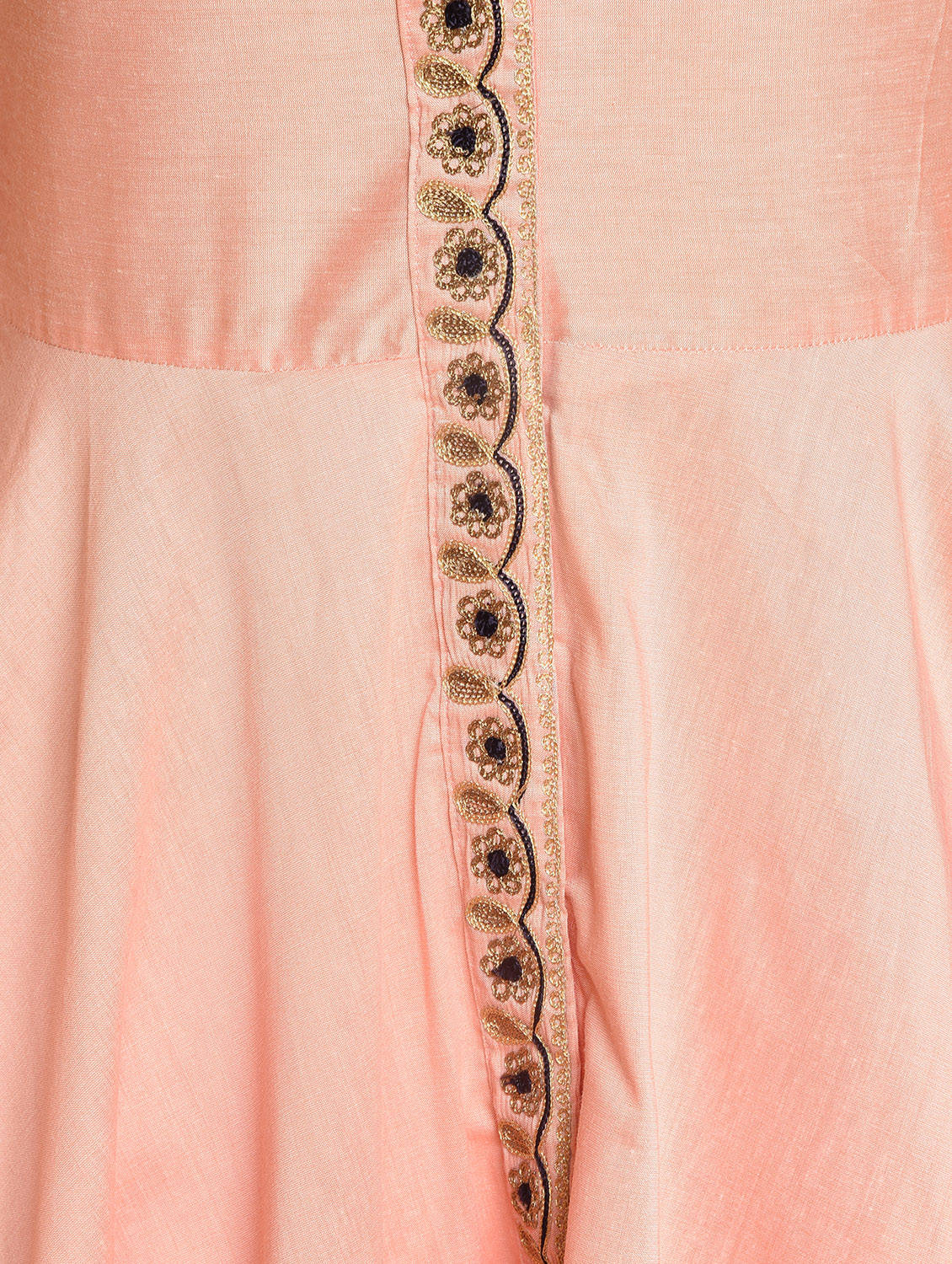 Kaanchie Nanggia Peach Embroidered Kurta And Dhoti Pant (Set of 2)