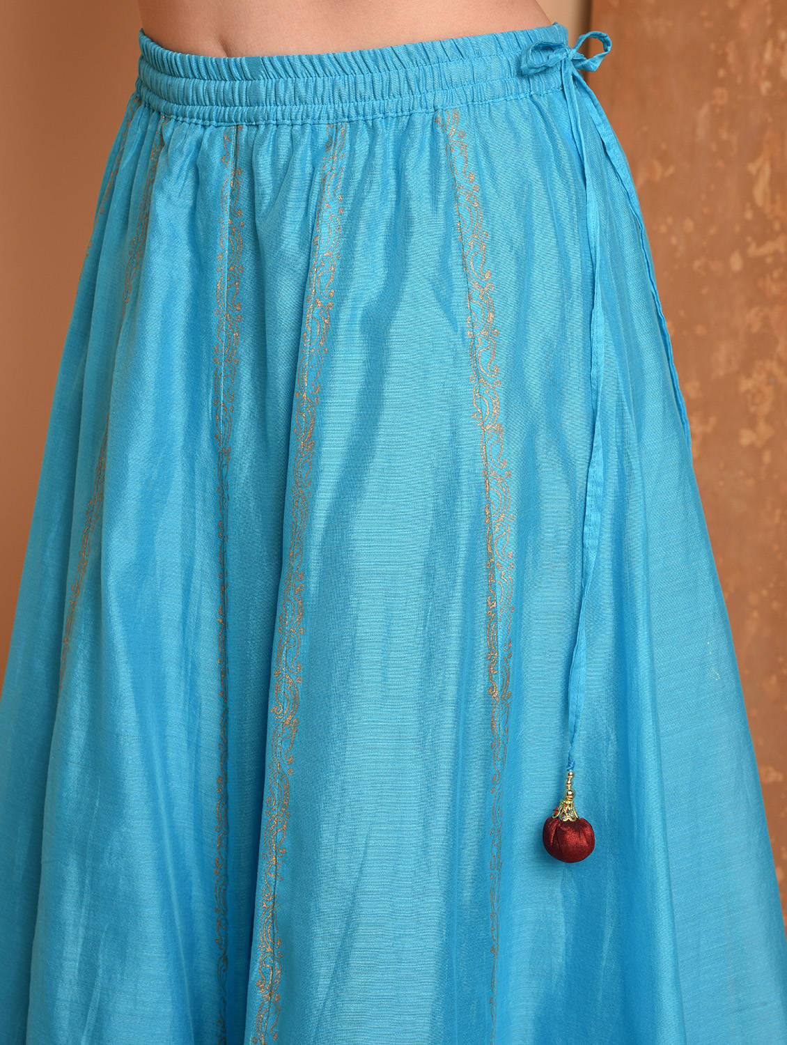 Kaanchie Nanggia Maroon Silk Kurta With Chanderi Skirt And Dupatta (Set Of 3)