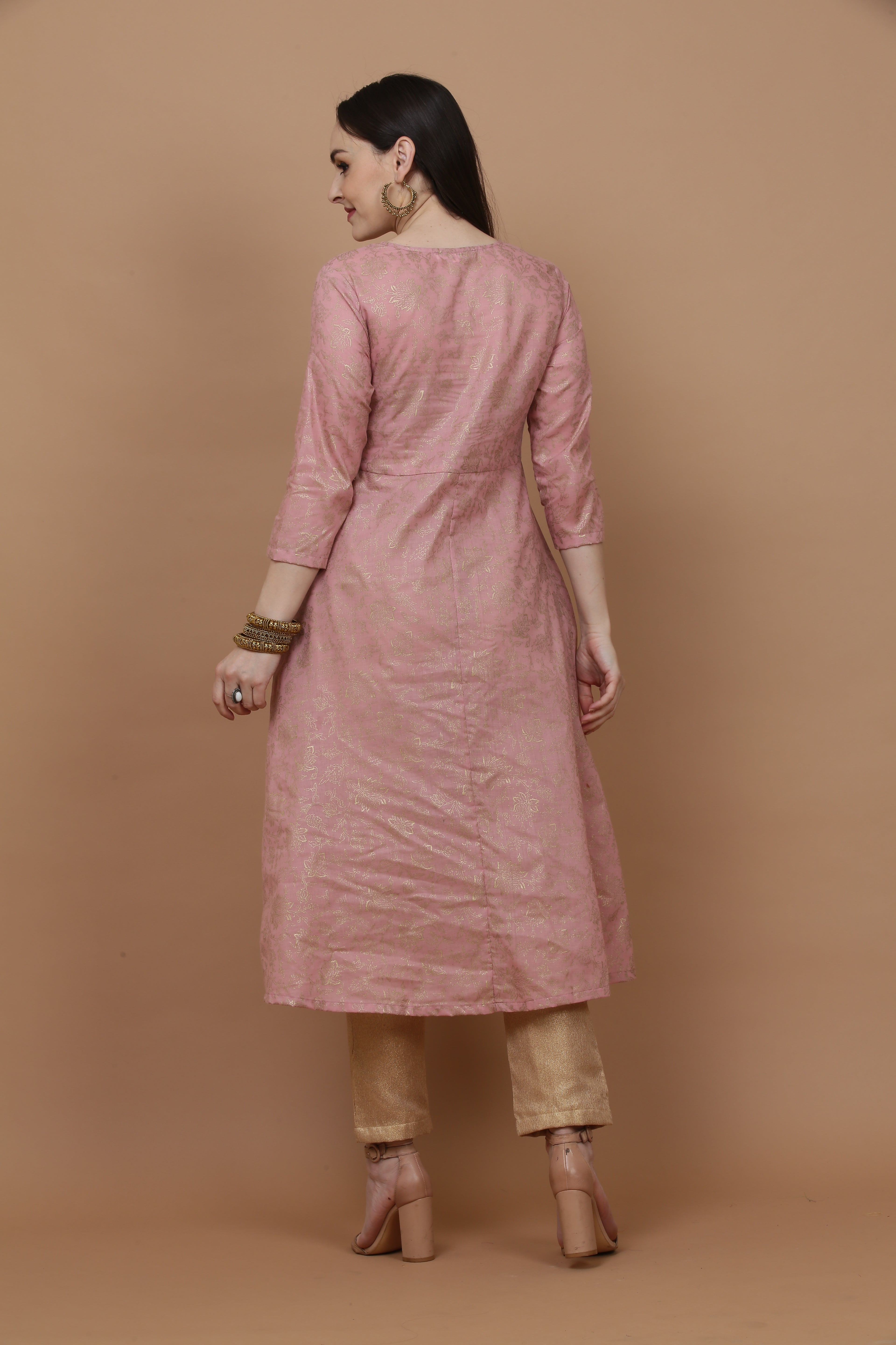 Kaanchie Nanggia Pink Printed Kurta And Pant With Dupatta (Set of 3)