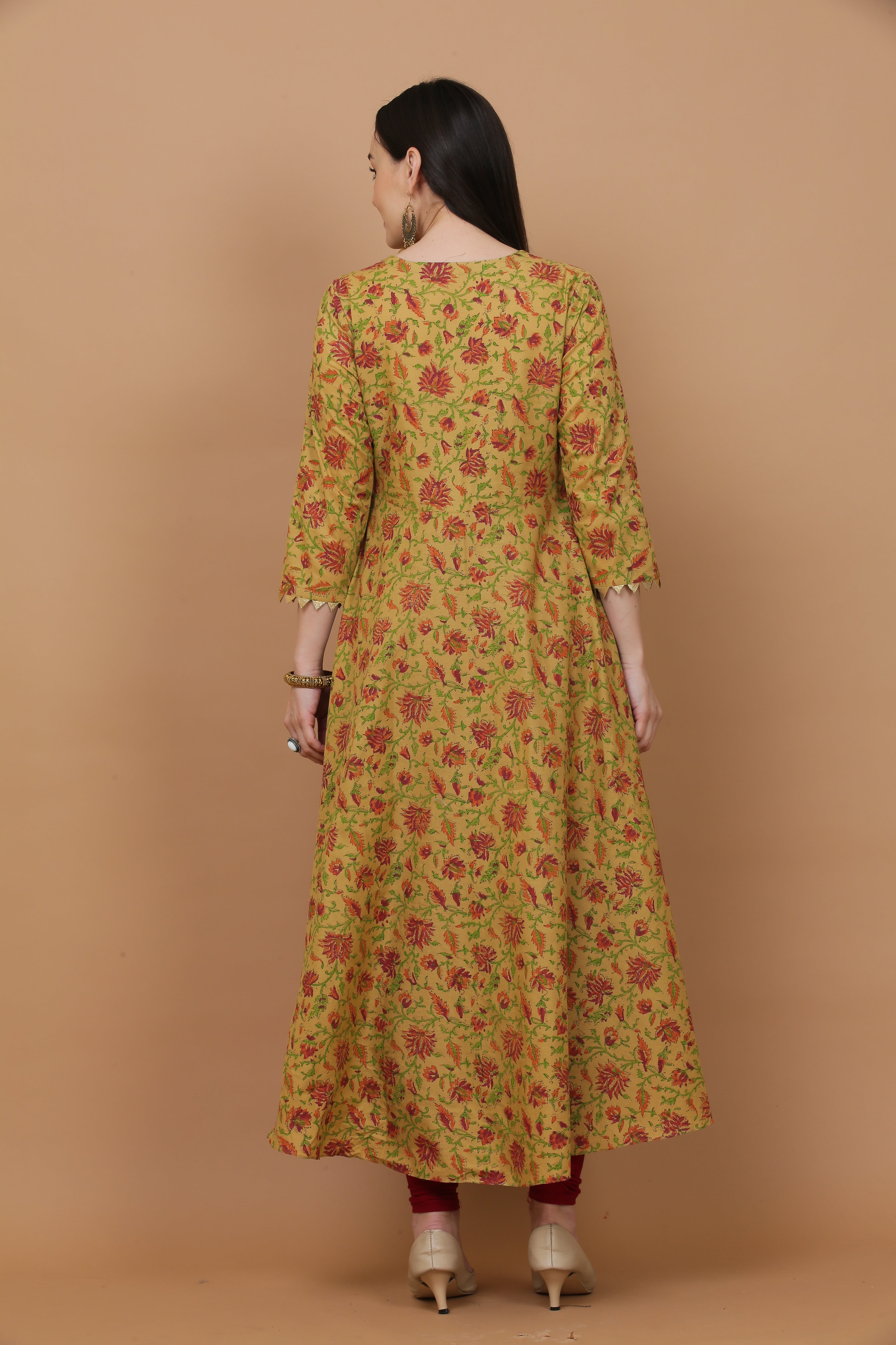 Kaanchie Nanggia Beige Printed Kurta And Bottom With Dupatta (Set of 3)